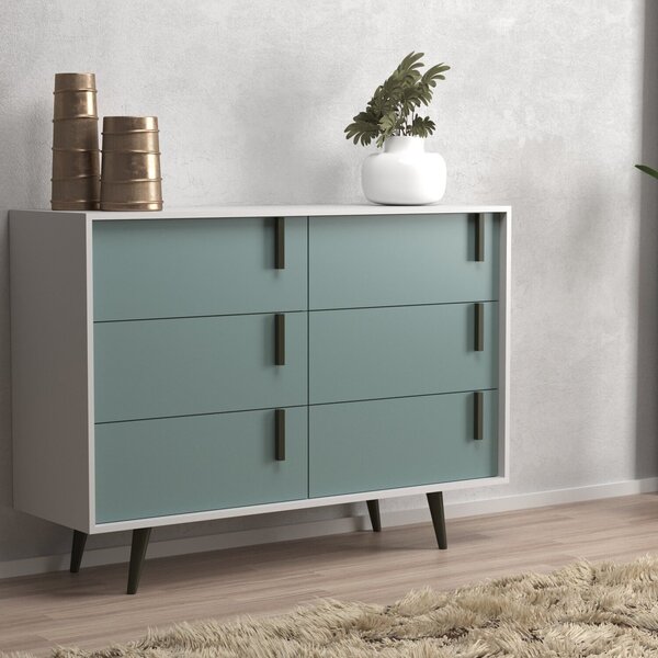 Cômoda 6 Gavetas 124x90x45cm Tulipa Branco/grey