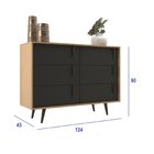 Cômoda 6 Gavetas 124x90x45cm Tulipa Nogal/ Grafite