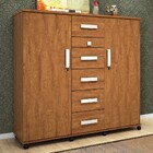 Cômoda 6 Gavetas 2 Portas Roma Amêndoa - Lukaliam Móveis