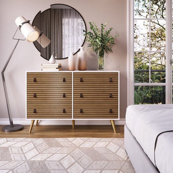 Cômoda 6 Gavetas Amber Genialflex Branco / Brise