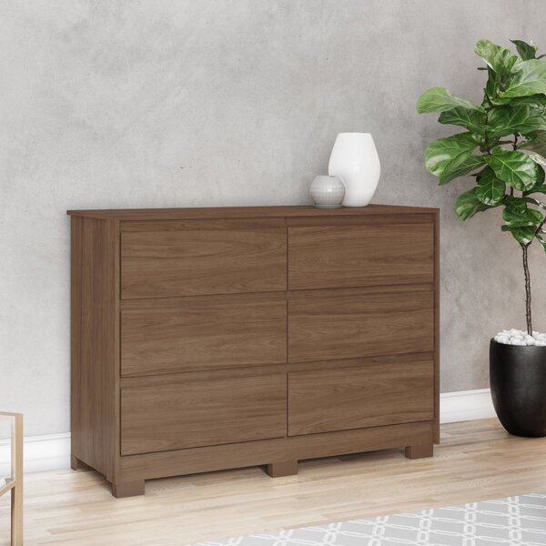 Cômoda 6 Gavetas Com Puxador Embutido Ravenna Castanho