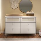 Cômoda 6 Gavetas Com Rattan Coleção Fofura Branco Acetinado/r