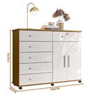 Cômoda 6 Gavetas Com Sapateira Freijó Off White Platina Lukal