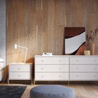 Cômoda 6 Gavetas Jasper 178 Cm Off- White Fosco Com Dourado