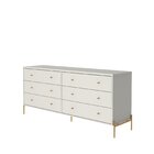 Cômoda 6 Gavetas Jasper 178 Cm Off- White Fosco Com Dourado