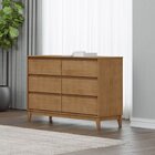 Cômoda 6 Gavetas Mdf E Madeira Maciça Linha Prata  Freijó