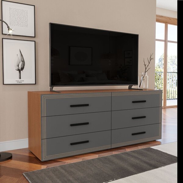 Cômoda 6 Gavetas Móveis 150,1cm 63,1cm 46cm Valência Freijó/c