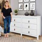 Cômoda 6 Gavetas Puxadores De Couro Maia Móveis Lopas Branco