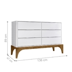 Cômoda 6 Gavetas Stela Branco Canela