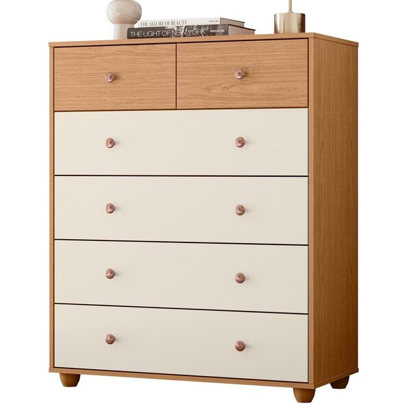 Cômoda 6 Gavetas Vittoria 110x90x41 Cm Freijó/off White