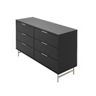 Cômoda 6 Gavetas Yves 135cm X 79cm X 46,2cm Preto /champanhe