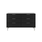 Cômoda 6 Gavetas Yves 135cm X 79cm X 46,2cm Preto /champanhe