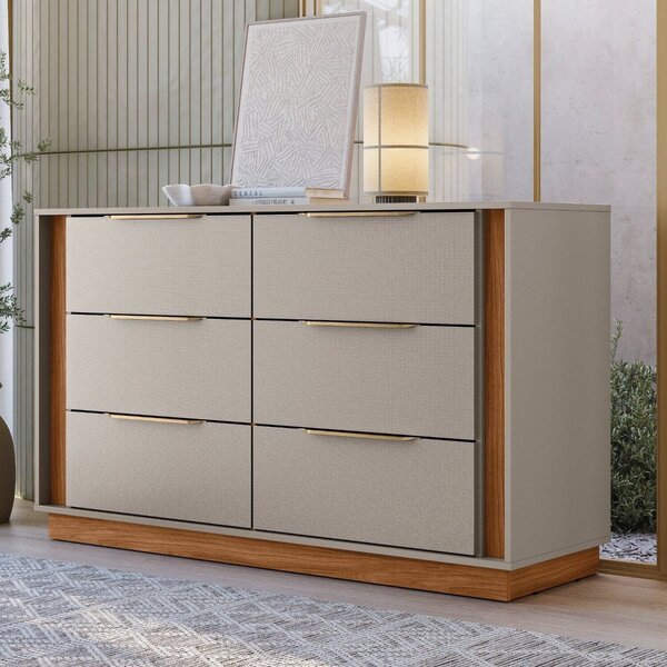 Cômoda 6g Sophia Para Quartos 82,5x45x136cm Nogueira/nude Pri