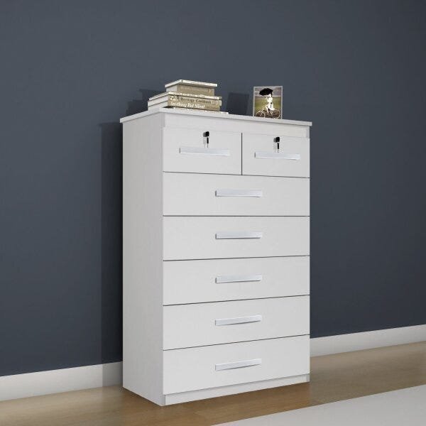 Cômoda 7 Gavetas Barcelona Benetil Móveis Branco