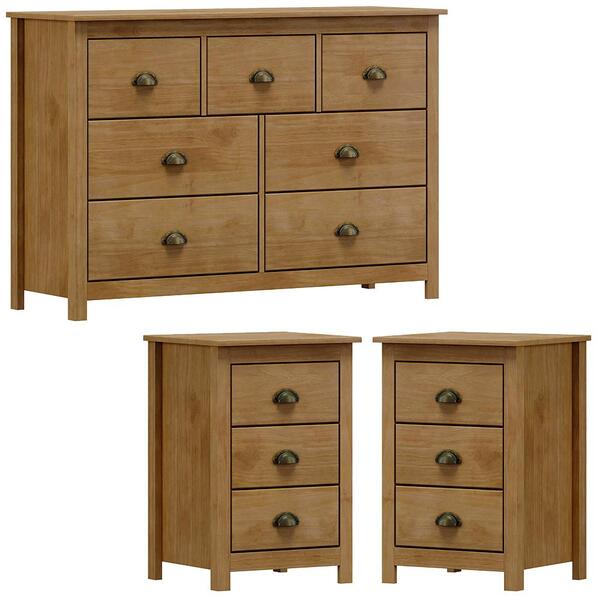 Comoda 7 Gv 02 Mesas De Cabeceira 3 Gv Madeira Maciça Milani