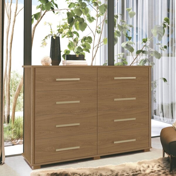 Cômoda 8 Gavetas 100% Mdf Lis Freijó