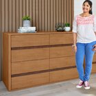 Cômoda 8 Gavetas 150x95cm Leder Amêndoa Clean