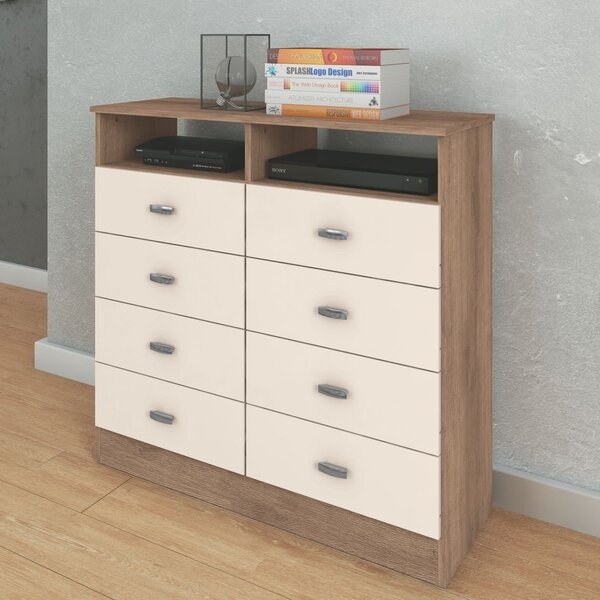 Cômoda 8 Gavetas 2 Nichos Manaus Móveis Sul Amêndoa/off White