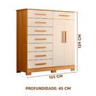 Cômoda 8 Gavetas 2 Portas Com Cabideiro Carvalho Grife Off Wh