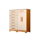 Cômoda 8 Gavetas 2 Portas Com Cabideiro Carvalho Grife Off Wh