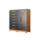 Cômoda 8 Gavetas 2 Portas Com Cabideiro Nature Titanium Vino