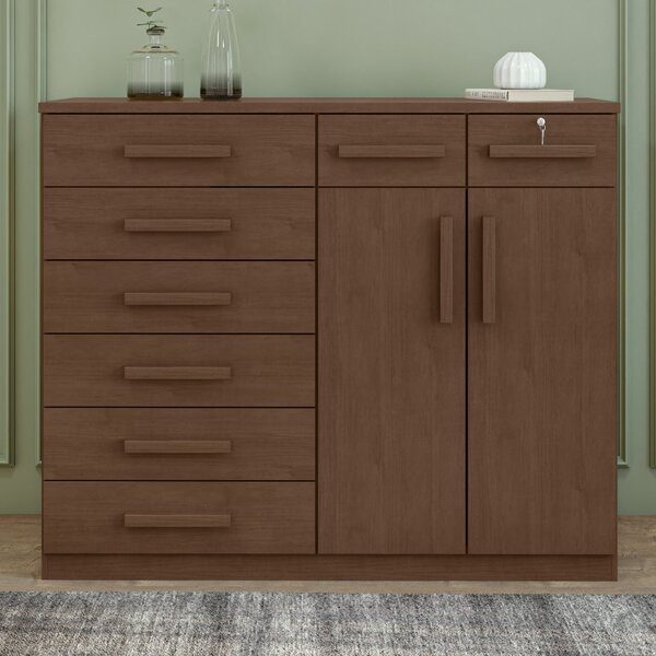 Cômoda 8 Gavetas 2 Portas Toronto lopas Imbuia Clean