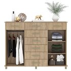 Cômoda 8 Gavetas 2gavetas Com Cabideiro E Pés Malibu Mel