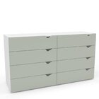 Cômoda 8 Gavetas 83,5x150,1x46 Cm Porto Branco/verde