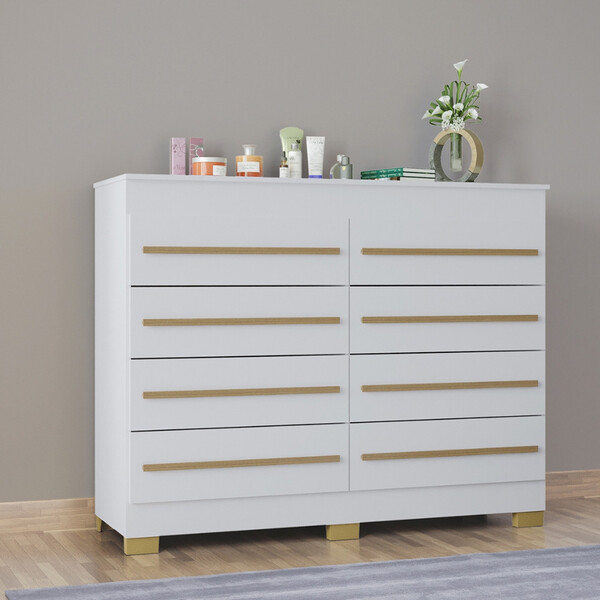 Cômoda 8 Gavetas Com Pés Valência Poquema