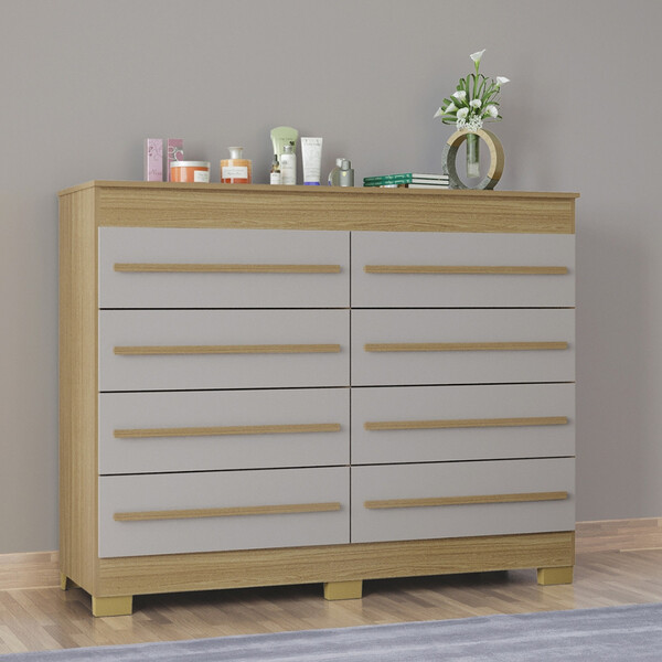 Cômoda 8 Gavetas Com Pés Valência Poquema