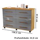 Comoda 8 Gavetas Com Rodizios Jd50 Mpri