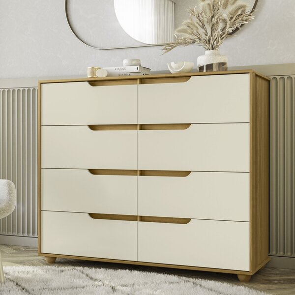 Cômoda 8 Gavetas Doble Cinamomo/off White