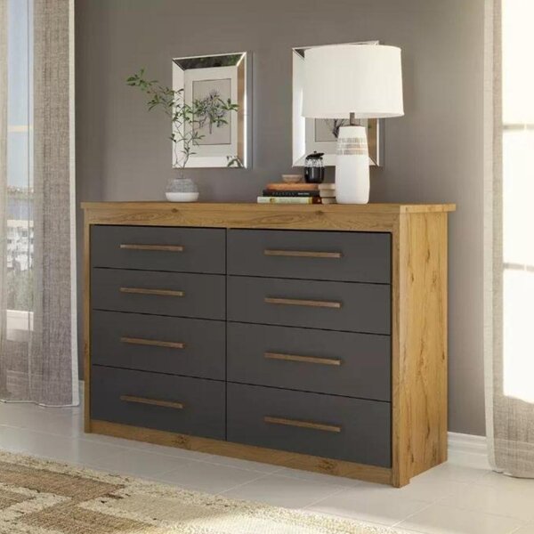 Cômoda 8 Gavetas Elegance Batrol Móveis Ipê Nobre/grafite