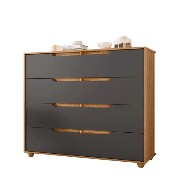 Cômoda 8 Gavetas Flex Doble - Móveis Albatroz - Nature/titani