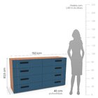 Cômoda 8 Gavetas Lisboa  Freijó/azul