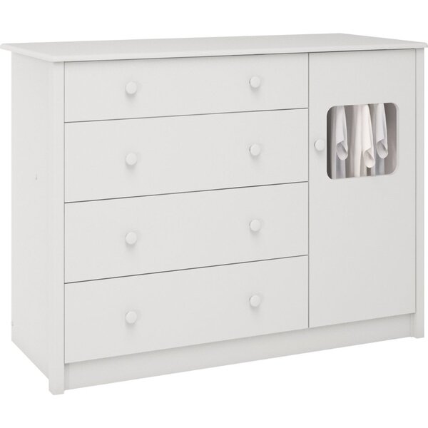 Cômoda  4 Gavetas 1 Porta Mila Peroba