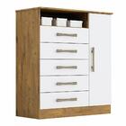 Cômoda Acp Madri Com 5 Gavetas E Sapateira - Mel/off White