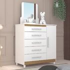 Cômoda Agatha Com Espelho Branco/canela/rosa