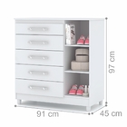 Cômoda Agatha Com Espelho Branco/canela/rosa