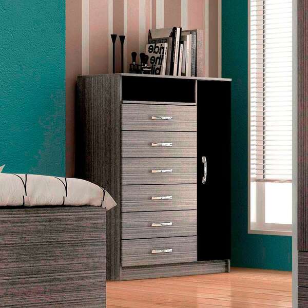 Cômoda Aioros Grafite E Preto Evidência