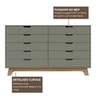 Cômoda Alice 10 Gavetas Em 100% Mdf Verde/louro Freijó