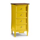 Cômoda Alta 4 Gavetas Estreita Amsterdã Amarelo / Amêndoa