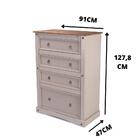 Cômoda Alta 4 Gavetas Madeira Maciça Nevada Cinza