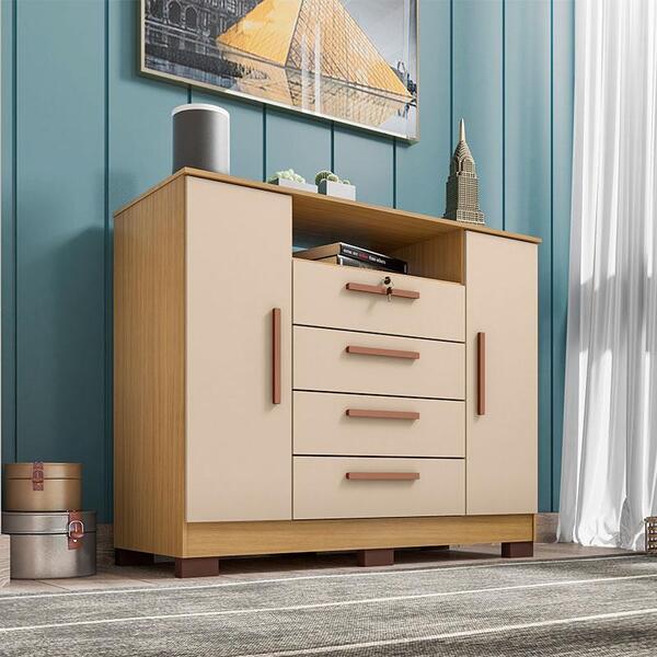 Cômoda Ambiente Madri 4 Gavetas 2 Portas Carvalho Americano O