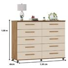 Cômoda Amsterdã 10 Gavetas Amêndoa Off White