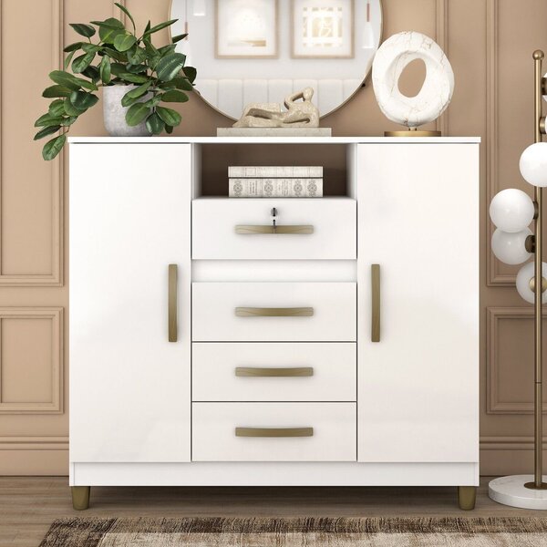 Cômoda Angra 2 Portas 4 Gavetas 109x99x40cm Branco