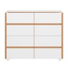 Cômoda Aparador 08 Gavetas Com Tampo De Vidro Incolor Branco/