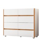 Cômoda Aparador 08 Gavetas Com Tampo De Vidro Incolor Branco/