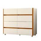 Cômoda Aparador 08 Gavetas Com Tampo De Vidro Incolor Off Whi