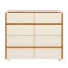 Cômoda Aparador 08 Gavetas Com Tampo De Vidro Incolor Off Whi